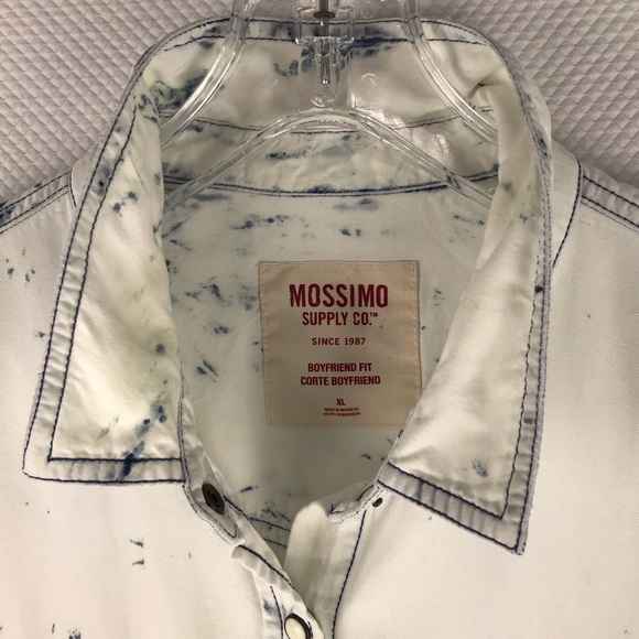 MOSSIMO SUPPLY CO. Boyfriend Fit Bleached Long Sleeve Button Down w/Snaps XL - Picture 4 of 9